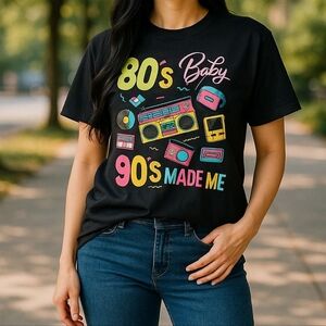 Tshirt Vintage Retro For Women Size 1X Black 80's 90's Made Me